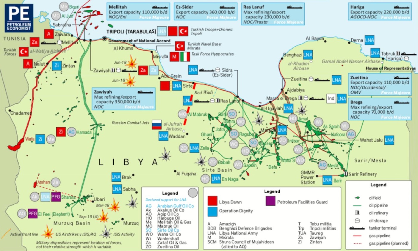 Libya, Military - Oil map (Petroleum Economist)