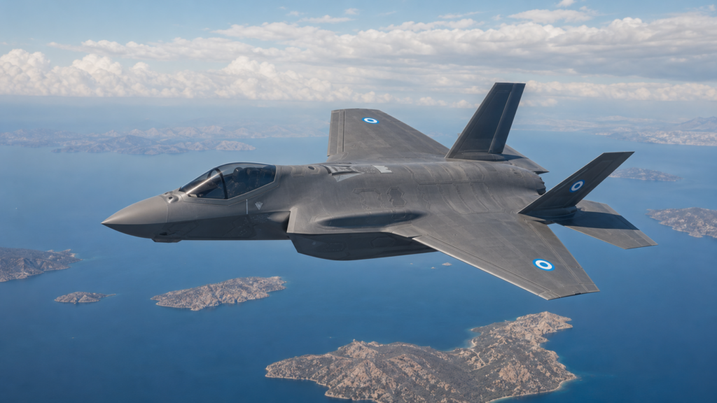 &Epsilon;&lambda;&lambda;&eta;&nu;&iota;&kappa;ό F-35A &mu;&epsilon; &epsilon;&theta;&nu;ό&sigma;&eta;&mu;&alpha; &tau;&eta;&sigmaf; &Pi;&omicron;&lambda;&epsilon;&mu;&iota;&kappa;ή&sigmaf; &Alpha;&epsilon;&rho;&omicron;&pi;&omicron;&rho;ί&alpha;&sigmaf; &pi;ά&nu;&omega; &alpha;&pi;ό &tau;&omicron; &Alpha;&iota;&gamma;&alpha;ί&omicron;